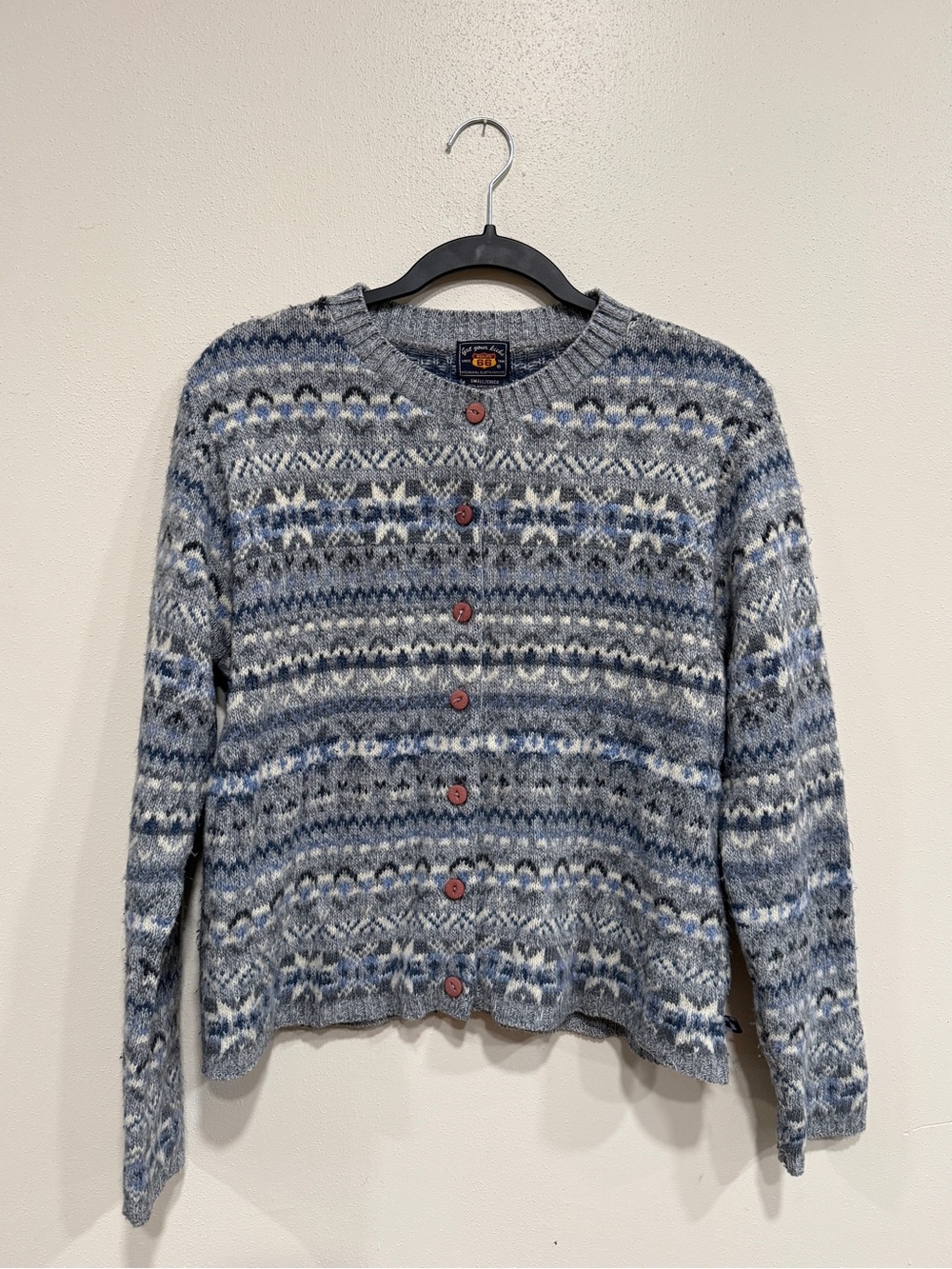 Vintage Route 66 Blue and Gray Cardigan Size Small Cottagecore